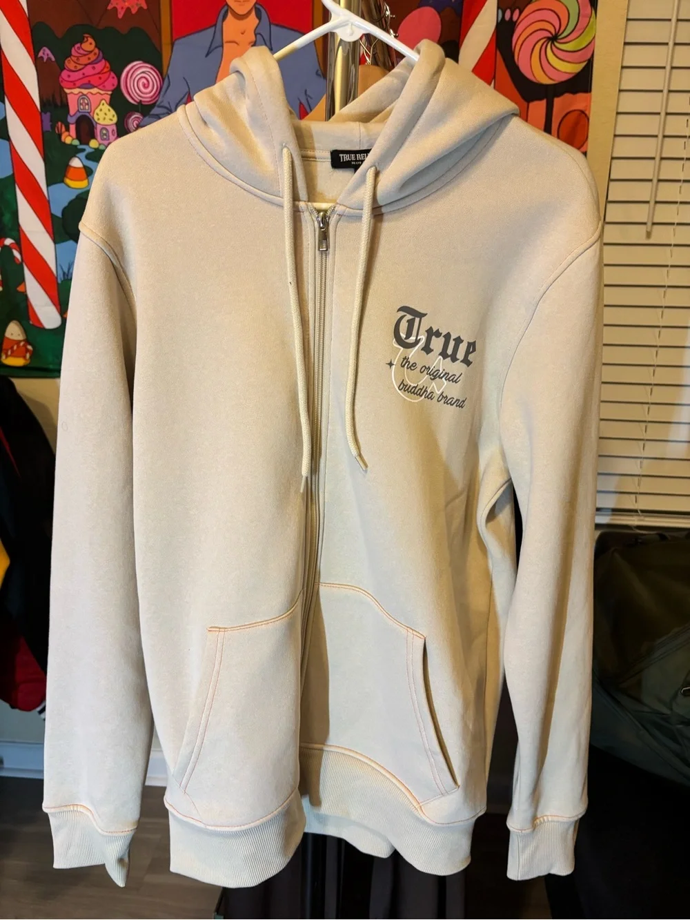 True Religion Buddha Beige Zip-Up Hoodie